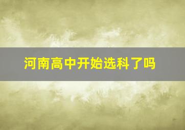 河南高中开始选科了吗