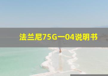 法兰尼75G一04说明书