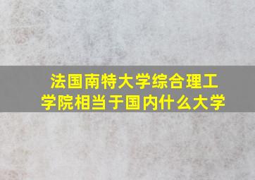 法国南特大学综合理工学院相当于国内什么大学