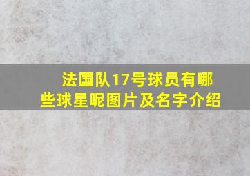 法国队17号球员有哪些球星呢图片及名字介绍