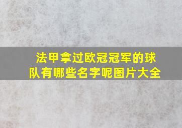 法甲拿过欧冠冠军的球队有哪些名字呢图片大全