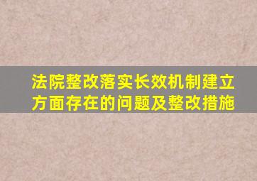 法院整改落实长效机制建立方面存在的问题及整改措施