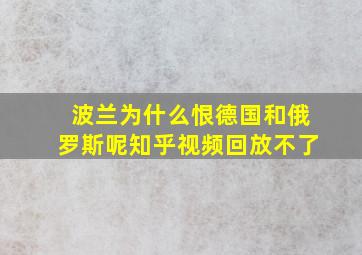 波兰为什么恨德国和俄罗斯呢知乎视频回放不了