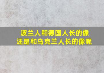 波兰人和德国人长的像还是和乌克兰人长的像呢