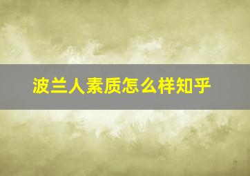 波兰人素质怎么样知乎