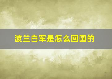 波兰白军是怎么回国的