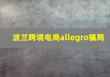 波兰跨境电商allegro骗局