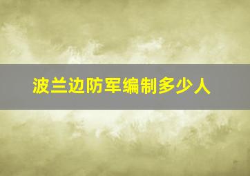 波兰边防军编制多少人