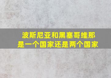 波斯尼亚和黑塞哥维那是一个国家还是两个国家