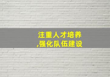 注重人才培养,强化队伍建设