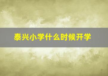 泰兴小学什么时候开学