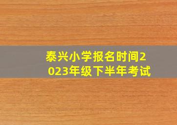 泰兴小学报名时间2023年级下半年考试