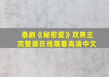 泰剧《秘密爱》双男主完整版在线观看高清中文