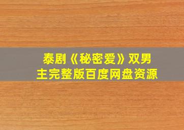 泰剧《秘密爱》双男主完整版百度网盘资源