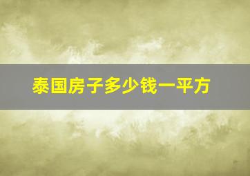 泰国房子多少钱一平方