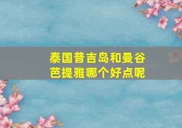 泰国普吉岛和曼谷芭提雅哪个好点呢