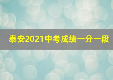 泰安2021中考成绩一分一段