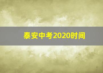 泰安中考2020时间