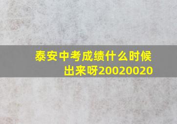 泰安中考成绩什么时候出来呀20020020