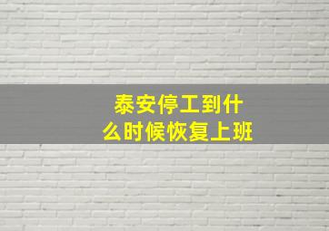 泰安停工到什么时候恢复上班