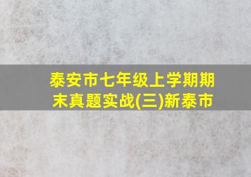 泰安市七年级上学期期末真题实战(三)新泰市