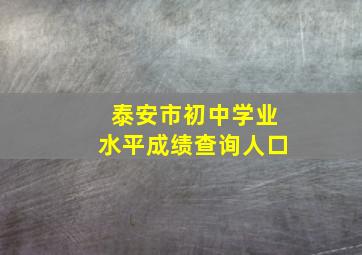 泰安市初中学业水平成绩查询人口