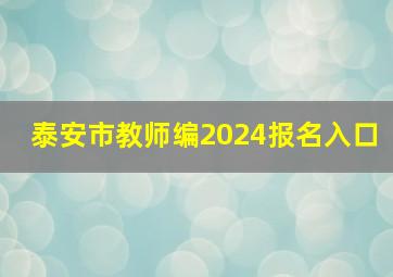 泰安市教师编2024报名入口