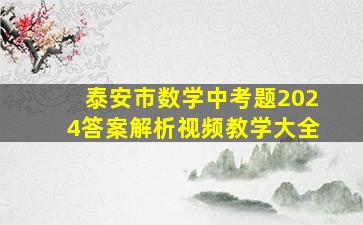 泰安市数学中考题2024答案解析视频教学大全