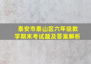 泰安市泰山区六年级数学期末考试题及答案解析