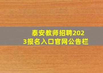 泰安教师招聘2023报名入口官网公告栏