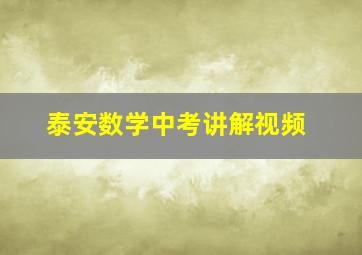 泰安数学中考讲解视频