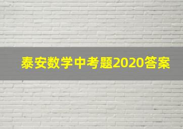 泰安数学中考题2020答案