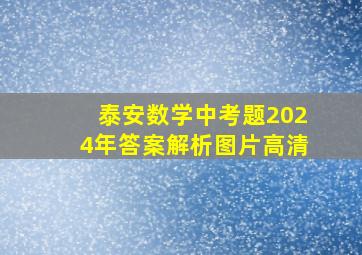 泰安数学中考题2024年答案解析图片高清