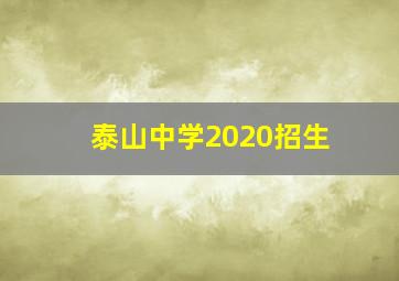 泰山中学2020招生