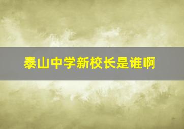 泰山中学新校长是谁啊