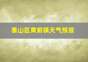 泰山区黄前镇天气预报