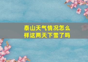 泰山天气情况怎么样这两天下雪了吗