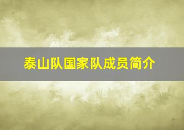 泰山队国家队成员简介