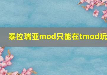 泰拉瑞亚mod只能在tmod玩吗