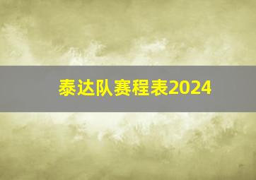 泰达队赛程表2024