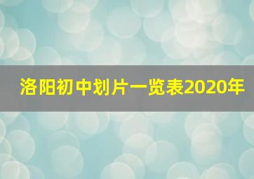 洛阳初中划片一览表2020年