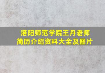 洛阳师范学院王丹老师简历介绍资料大全及图片