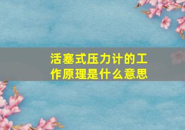 活塞式压力计的工作原理是什么意思