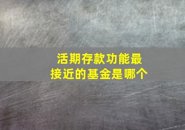 活期存款功能最接近的基金是哪个