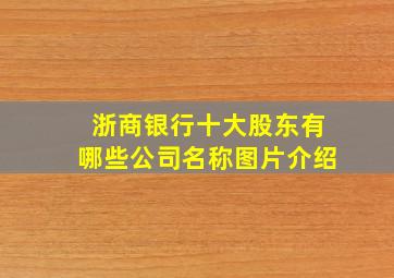 浙商银行十大股东有哪些公司名称图片介绍