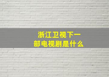 浙江卫视下一部电视剧是什么