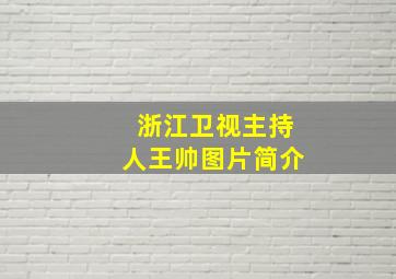 浙江卫视主持人王帅图片简介