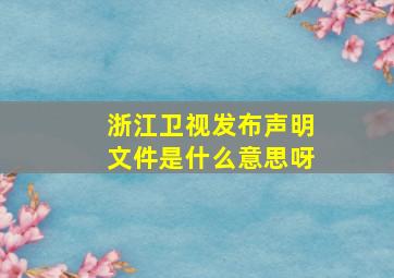 浙江卫视发布声明文件是什么意思呀