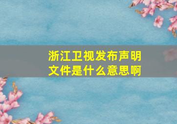 浙江卫视发布声明文件是什么意思啊