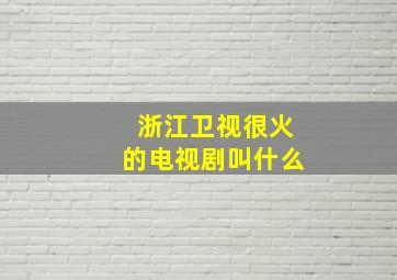 浙江卫视很火的电视剧叫什么